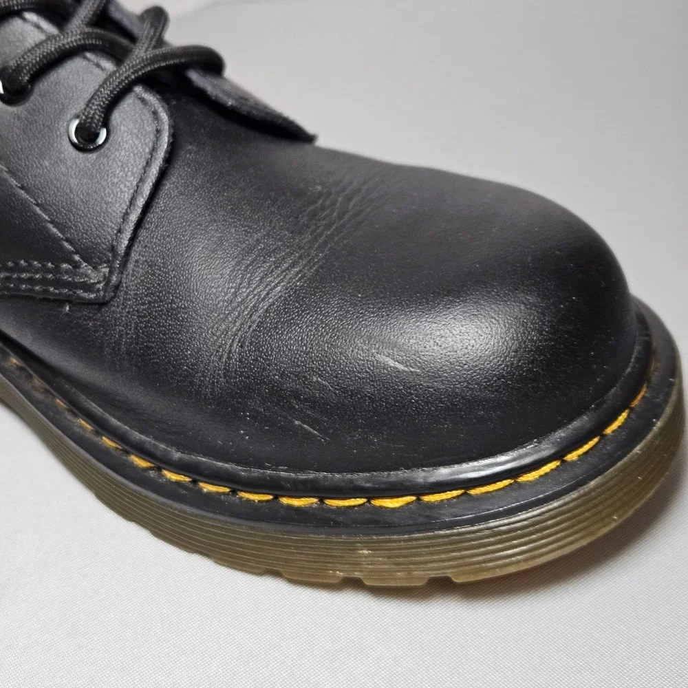 Dr. Martens 1460Y Junior Delaney Black Softy T Leather Lace Up Zip Boots Size 6L